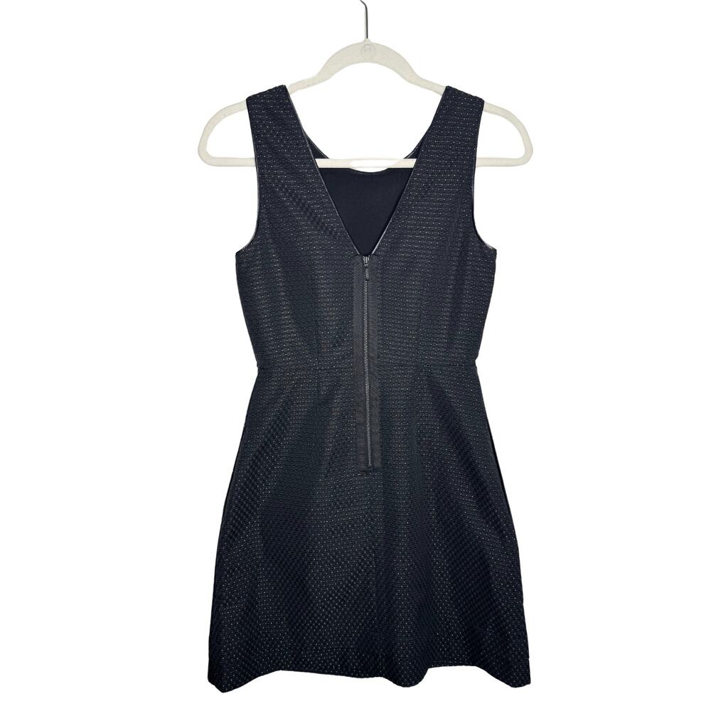 Madewell Lowlight Shimmer Dot Fit & Flare Mini Dress Sz 0 Black Gold Sleeveless - Picture 13 of 13